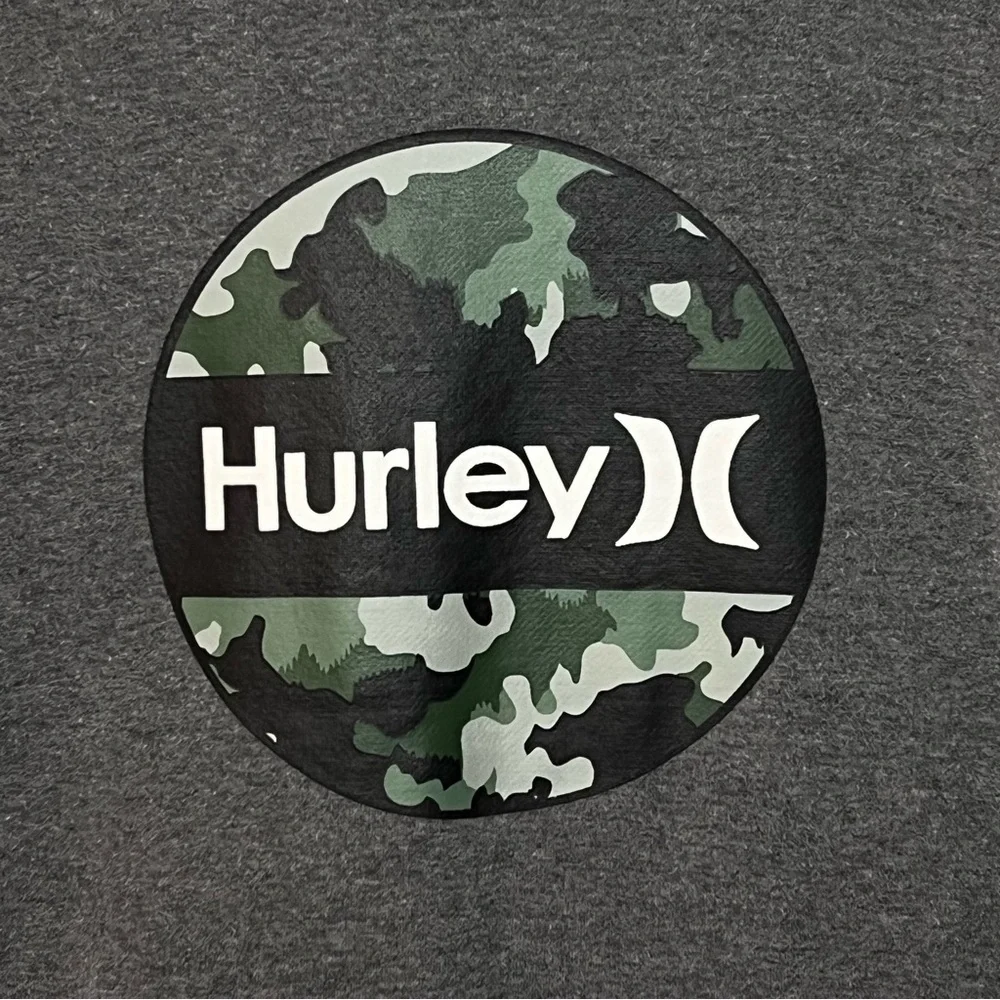Hurley Camo Logo Graphic Hoodie Boys L 14/16 (youth) Gray Pullover Sweatshirt